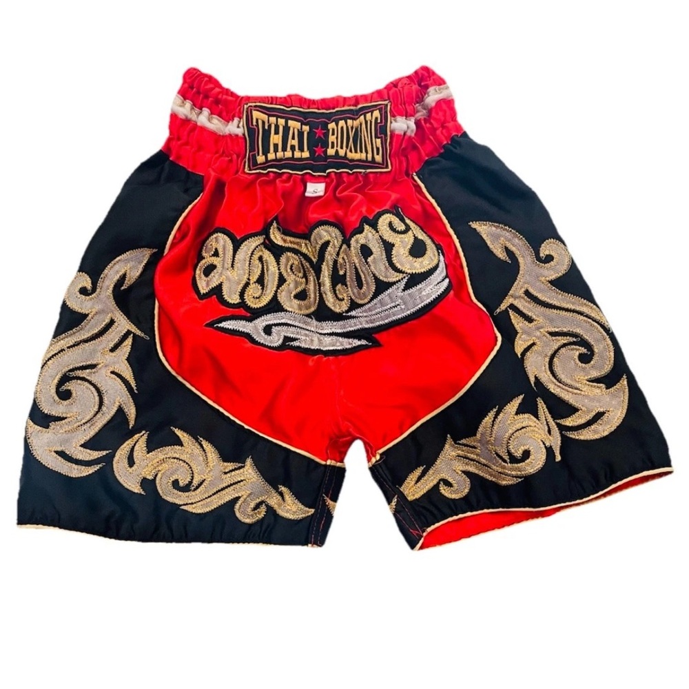 Thai Boxing God Embroidered Satin Shorts Kick Boxing Boys S Size Small